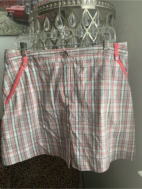 Sport Haley Pink, Coral and Gray Plaid Golf Skort